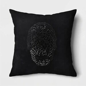 Target‎ Threshold Square Beaded Skull Velvet Throw Pillow Black